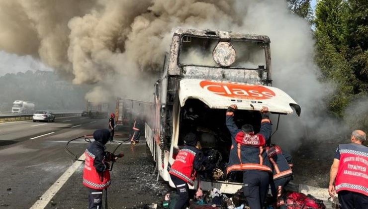 Yolcu dolu otobüs TEM’de alev alev yandı