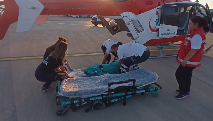 Yanık tedavisi gören çocuk ambulans helikopterle Bursa’ya sevk edildi