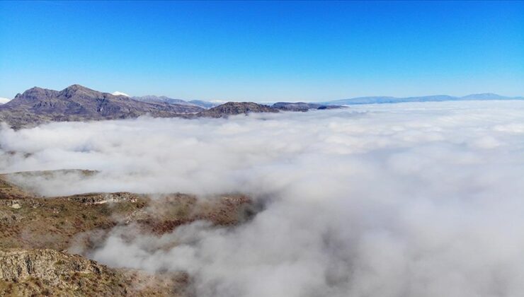 Sisle kaplanan Tunceli dağları havadan görüntülendi