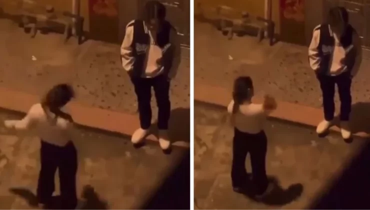 Erkek arkadaşıyla tartışan kadın, sokak ortasında kendini böyle tokatladı