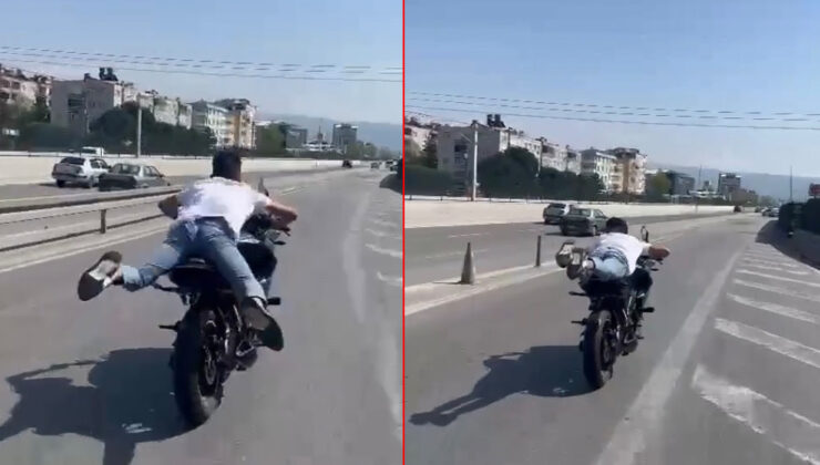 Bursa’da motosikleti yatarak kullanan genç canını hiçe saydı