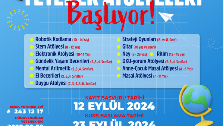 Çocuk ve Genç Yetenek Atölyeleri başlıyor